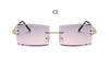 Small Square Rimless Sunglasses Women Eyewear Fashion Brown Clear Shades Glasses Vintage Luxury Brand Sun Glasses Female