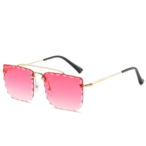 Vintage Women Sunglasses Cutting Lens Gradient Glasses Lace Rectangle Sun Glasses For Ladies Metal Frame Lunette