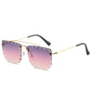 Vintage Women Sunglasses Cutting Lens Gradient Glasses Lace Rectangle Sun Glasses For Ladies Metal Frame Lunette
