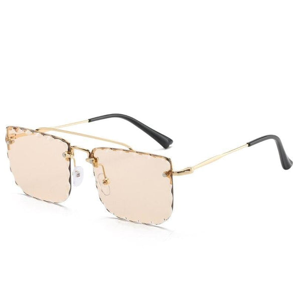 Vintage Women Sunglasses Cutting Lens Gradient Glasses Lace Rectangle Sun Glasses For Ladies Metal Frame Lunette