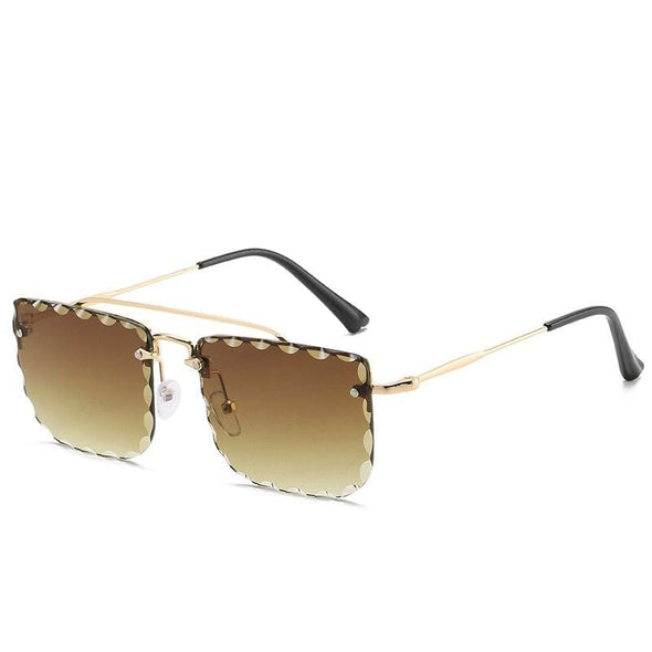 Vintage Women Sunglasses Cutting Lens Gradient Glasses Lace Rectangle Sun Glasses For Ladies Metal Frame Lunette
