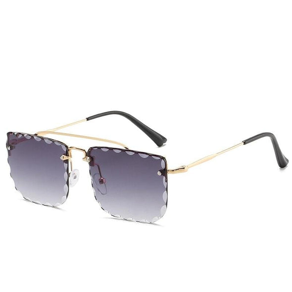Vintage Women Sunglasses Cutting Lens Gradient Glasses Lace Rectangle Sun Glasses For Ladies Metal Frame Lunette