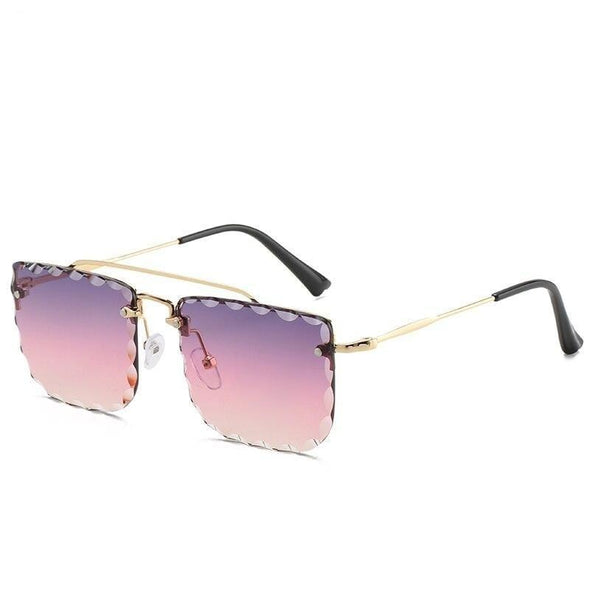 Vintage Women Sunglasses Cutting Lens Gradient Glasses Lace Rectangle Sun Glasses For Ladies Metal Frame Lunette