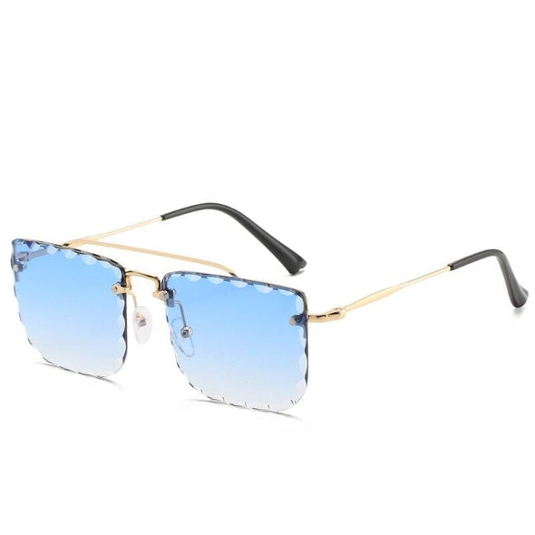 Vintage Women Sunglasses Cutting Lens Gradient Glasses Lace Rectangle Sun Glasses For Ladies Metal Frame Lunette