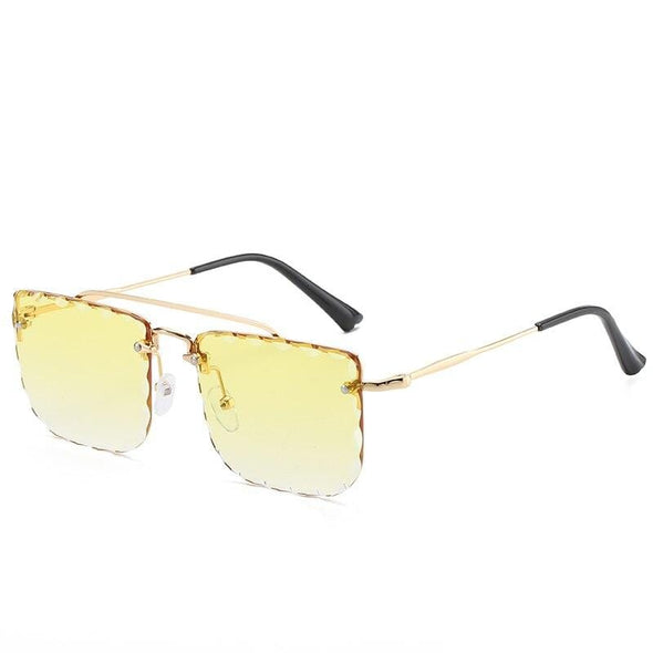 Vintage Women Sunglasses Cutting Lens Gradient Glasses Lace Rectangle Sun Glasses For Ladies Metal Frame Lunette