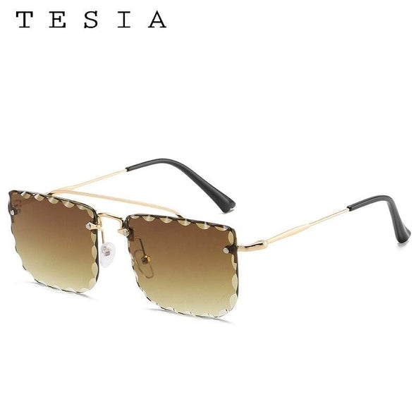 Vintage Women Sunglasses Cutting Lens Gradient Glasses Lace Rectangle Sun Glasses For Ladies Metal Frame Lunette