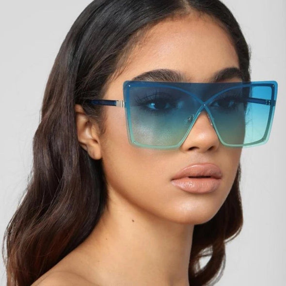 Oversize Gradient Sunglasses Rimless Oversized Frame Female Shades
