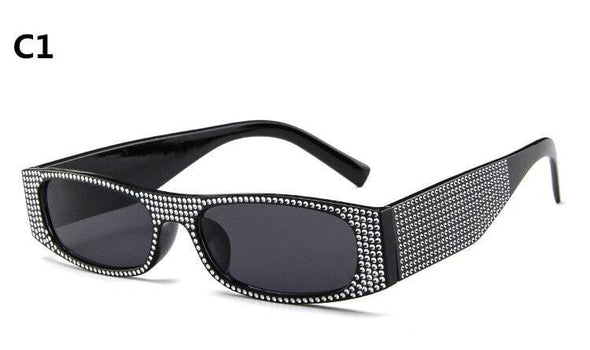 Small Square Women Imitation Diamond Evening Sunglasses