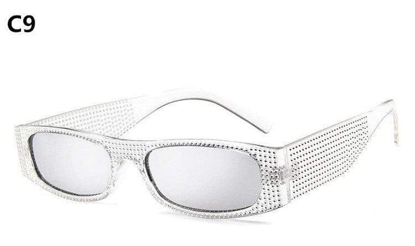 Small Square Women Imitation Diamond Evening Sunglasses