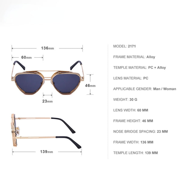Vintage Steampunk Sunglasses Men  Luxury Brand Designer Square Punk Sun Glasses For Male Shades Driving Goggle