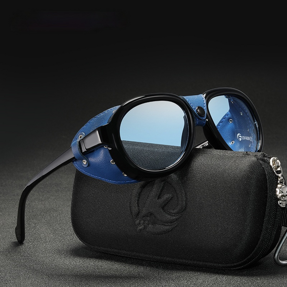 Luxury Steampunk Pilot Sunglasses Men and Women Soft Leather Shield Glasses UV400 Protection ALI061004