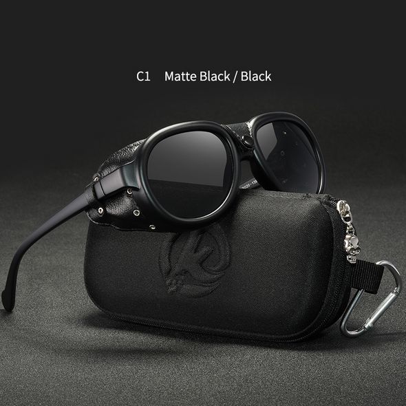 Luxury Steampunk Pilot Sunglasses Men and Women Soft Leather Shield Glasses UV400 Protection ALI061004