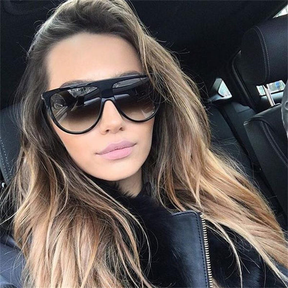 Vintage Retro Flat Top Oversized Sunglasse