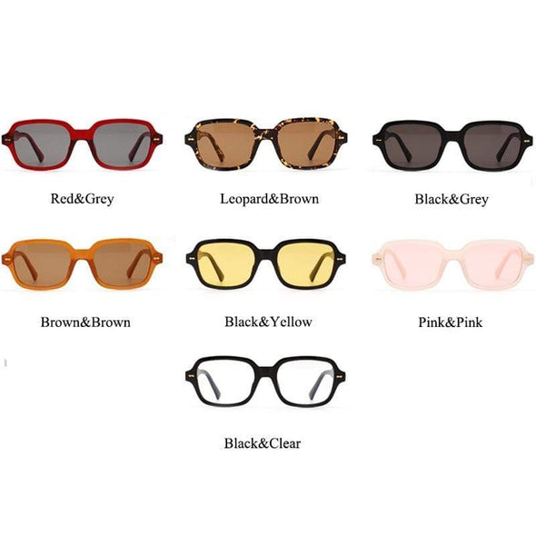 OEC CPO Fashion Unisex Square Sunglasses Men Women Fashion Small Frame Yellow Sunglasses Female Retro Rivet Glasses UV400 O403