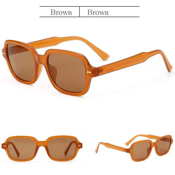 OEC CPO Fashion Unisex Square Sunglasses Men Women Fashion Small Frame Yellow Sunglasses Female Retro Rivet Glasses UV400 O403