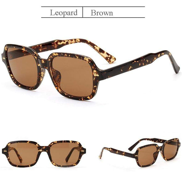 OEC CPO Fashion Unisex Square Sunglasses Men Women Fashion Small Frame Yellow Sunglasses Female Retro Rivet Glasses UV400 O403
